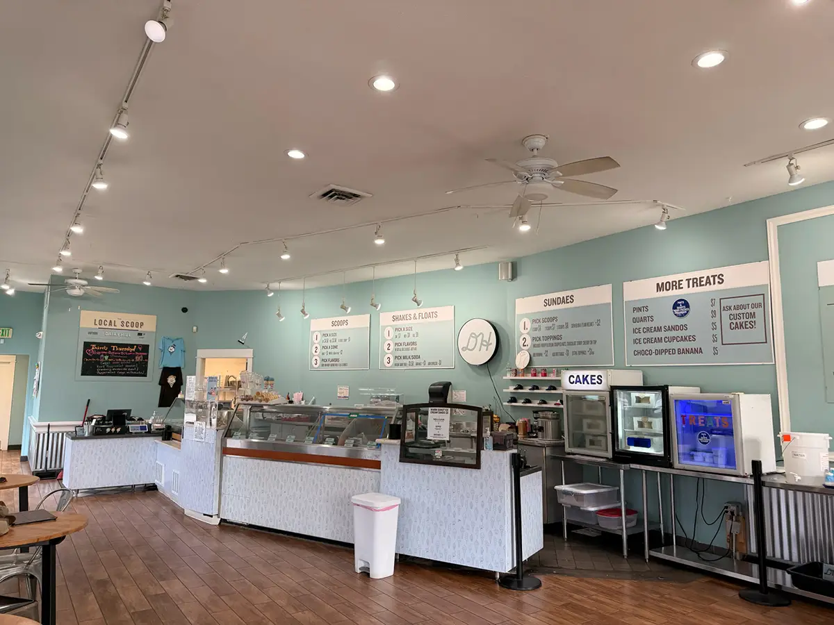 Interior of Dairy Hill Ice Cream Hawthorne location