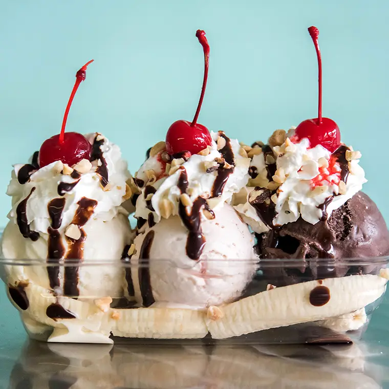 Specialty sundaes at Dairy Hill Ice Cream.
